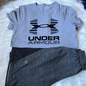 Kids outfit. Under Amour T-shirt size L  & champion shorts 12-14